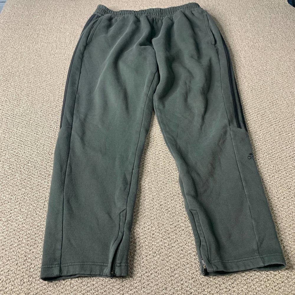 Adidas Mens Track Pants Size XL Gray Straight Leg Zippered Ankles Pockets